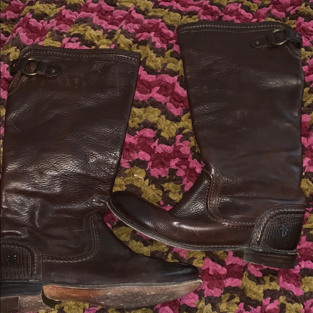 Frye Dark Brown Boots Size 8 1/2 EUC